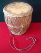African Tribal Drum: Leather made Drum having leather twine stretchers and strap with Skin Drum 22cm