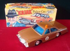 Pallitoy Kojak Talking Police Car Boxed 1977: Moulded brown plastic Buick Car with chrome hubs and