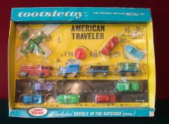 1960s Tootsietoy American Traveller Gift Set: The set is still sealed on the original backing card/