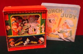 Rare Tin Plate Punch & Judy: By Peter Pan Series, movable Punch & Judy within a tinplate Theatre
