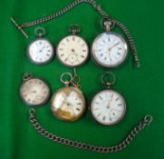 Collection of 19th /20th Century Pocket Watches: All needing attention to include Liga, Waltham some
