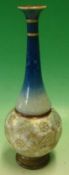 Royal Doulton Vase: Fluted vase with ball base in Blue and Green having various marks to base 32cm