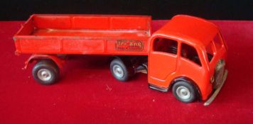 Tri-ang Minic Clockwork Flatback Lorry: Minic Lorry still retaining transfers on trailer with Red