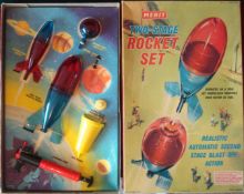 Merit (UK) Two Stage Rocket Set: Comprises 2 x Rockets which are red, blue, with fuel funnel and