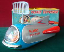 Modern Toys (Japan) "Planet Explorer" Space Craft: Circa 1960s, battery operated, blue, grey,