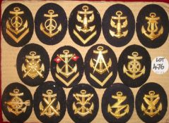 Collection of German Navy Metal with Cloth Back Trade Badges: 14 in Total all in good clean