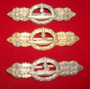 German Close Combat Clasp U- Boat: Three variations Bronze, Silver and Gold 75mm with no makers,