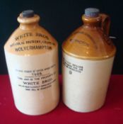 Stone wear Flagons: Two advertising flagon White Bros Botanical Brewery Wolverhampton and Stantons