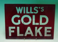 Will`s Gold Flake Advertising Glass Pane: Taken from a shop window, mid-20th Century red stencil