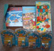 Selection of Toys and Games: To include Noddy`s Ludo by Berwick, 4 Smurf figures carded, Rupert