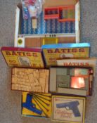 Small Selection of French Toys: To include Batiss Building Sets in original boxes, L`Adherent