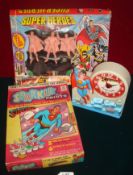 Superman Selection: To include 1974 Equity Talking Alarm Clock, Combex Super Heroes Figures boxed