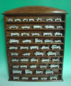 Danbury Mint 50 Greatest Cars scale pewter cars: 50 Danbury Mint scale pewter cars with oak