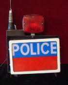 Police Motorbike Rear Light and Aerial: Police Stop sign with mounted stop light above complete with
