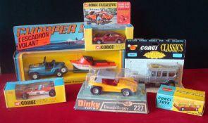 Collection of Corgi/ Dinky Diecast Cars: To include Chopper Squad Set Land Rover and Boat, 341