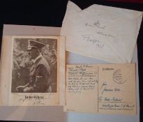 WWII – Autograph – Adolf Hitler postcard photograph of Hitler showing him in profile with printed