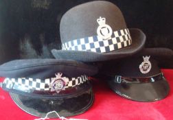 Three Police Caps: To include Thames Valley Police woman`s cap, 1960s Metropolitan police cap