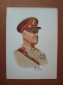 High Quality Field Marshal Lord Wavell Signed Watercolour 1945 by Alex Statters: Field Marshal
