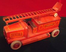 Chad Valley (UK) Ubilda tinplate clockwork Fire Engine: Circa 1950, red with balloon wheels,