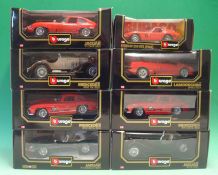 Large scale Burago Diecast Cars: 1:18 scale to include Jaguar E Coupe 1961, Mercedes SSK 1928,