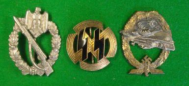 WW2 German Combat Clasps / Badges: Three badges all having makers names to rear and missing pin (