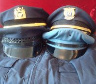 Collection of American Police Caps: To include New York Police Inspectors cap, State of Illinois