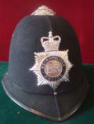 Metropolitan Police Helmet: Earlier Helmet complete with liner having chrome and Blue enamel