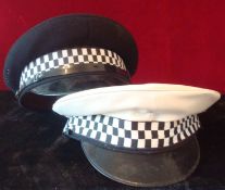 2 Traffic Police Peak Caps: Both un-badged examples one white top (2)