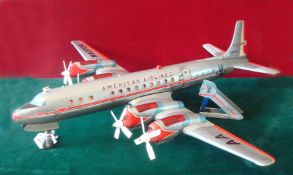 Yonezawa (Japan) large American DC7 tinplate Aeroplane: Large impressive battery operated model of