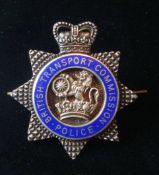 Hallmarked Silver British Transport Police Commission Cap Badge: Seven pointed star having British