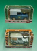 Britains Land Rovers: Two Land Rovers 1:32 scale 9571 Farm and 9594 Safari both mint and boxed (2)