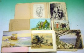 Small Collection of early 20th Century Albums: All containing hand painted pictures and