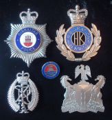 Selection of Non UK Police Helmet / Cap Badges Plates: To include Kiribati Police, Gibraltar Police,