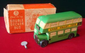 Chad Valley Wee-kin Double Decker Bus: Earlier version finished in Green clockwork motor - silver