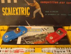 1960 Scalextric C.M.3 Set in Original Box: having 2 Lister Jaguars Red and Blue both still retaining