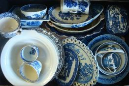 Collection of 19th/20th Century Blue & White China: To include Cups, Plates from makers a varied