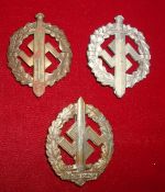 German S.A. Military Sports Badges: Two variations Bronze, Silver Together with Sports Wounded Badge