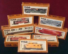 H0 Gauge Tyco Rolling Stock / Wagons: To include Skid flat car, Skid flat tractors, Caboose,