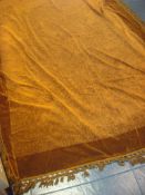 Heavy Velvet Table Cloth: Deep Brown table cloth having tasselled edging and Black cloth backing 230