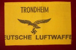 WW2 German Nazi "Deutsche Luftwaffe" Armband (Trondheim) Woven, bright, yellow cotton/rayon blend
