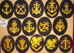 Collection of German Navy Cloth Trade Badges: 14 in Total all in good clean condition mounted on