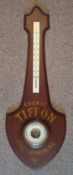 Tiffon Champagne Cognac Advertising Wall Barometer: Large wooden shield shaped back with Barometer