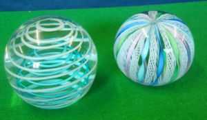 Glass Paperweights: Two ornate glass paperweights having no damage (2)