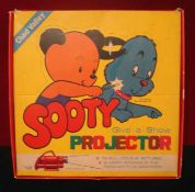 Rare Chad Valley Sooty Give a Show Projector: 1st Type example with 8 slides featuring 56 Stories