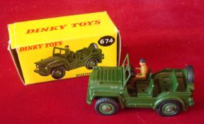 Dinky Toys Austin Champ: Green Hubs with Black Tyres good clean example with complete Man in good