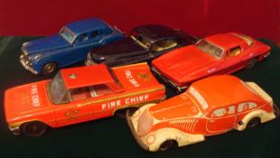 Selection of Friction Powered Tin Plate Cars: To consist of US Zone Germany Arnold Car, Fire Chief