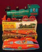 Mixture of 1960s Toys: To include Tin Plate friction powered Racing Gyro Car boxed, Marx Toys