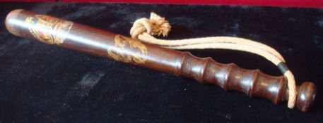 King George Police Truncheon: Having hand painted Crown with GR Cyphur with ribbed grip.38cm