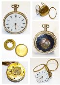 1817 Charman & Co. An Extremely Fine, Rare And Attractive 18k Gold, Enamel And Pearl-Set Open face