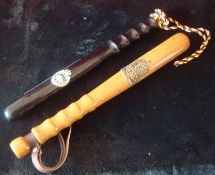 Hong Kong and Vancouver Truncheons: Black Truncheon having Royal Hong Kong Police Badge and Coloured